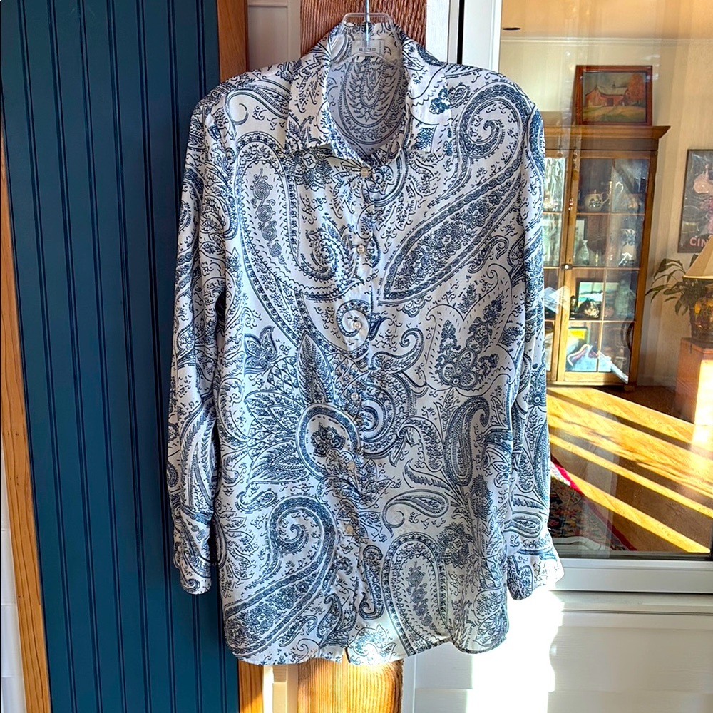 Etro Milano Cream and Navy Paisley Shirt